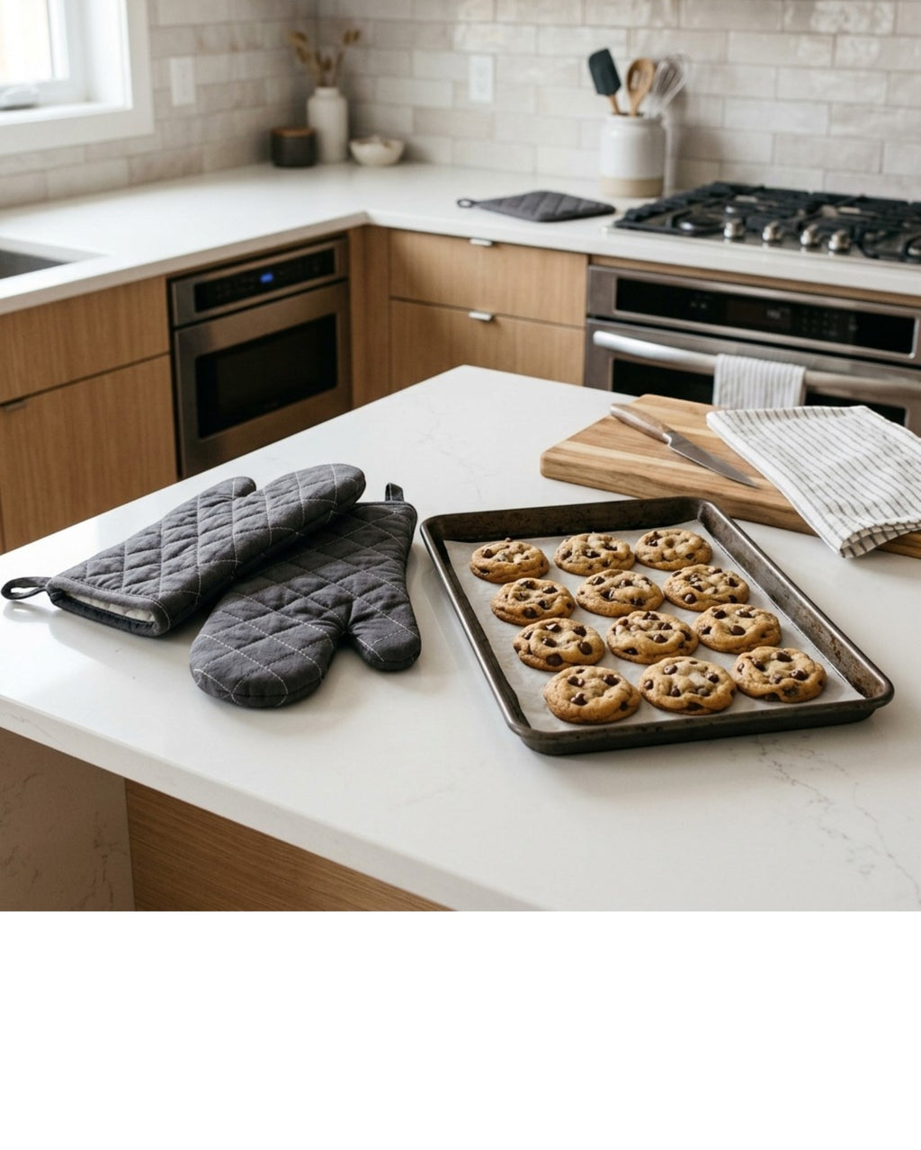 Brivos Quilted Cotton Oven Mitts 2-Pack 13 in Charcoal