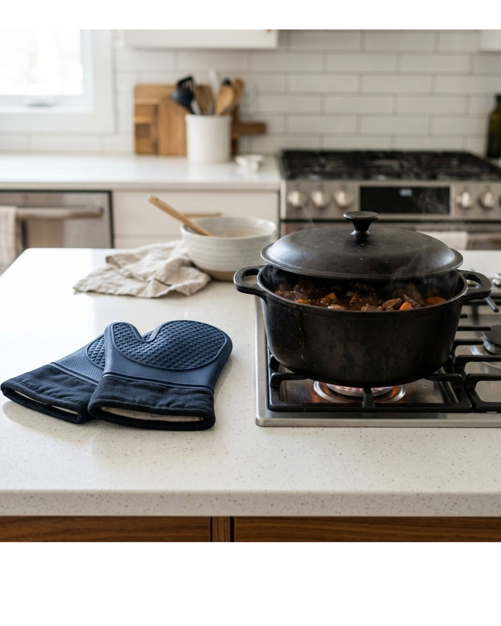 Brivos Silicone Grip Oven Mitt Set 2-Pack 12 in Navy