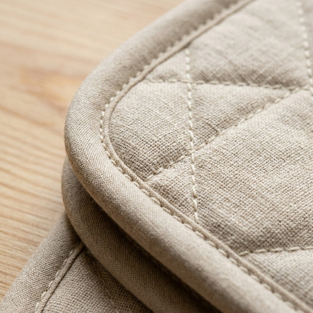 Brivos Cotton Oven Mitt and Pot Holder Set 4-Piece Beige