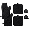 Brivos Heat Resistant Oven Mitts with Pot Holders 6-Piece Black